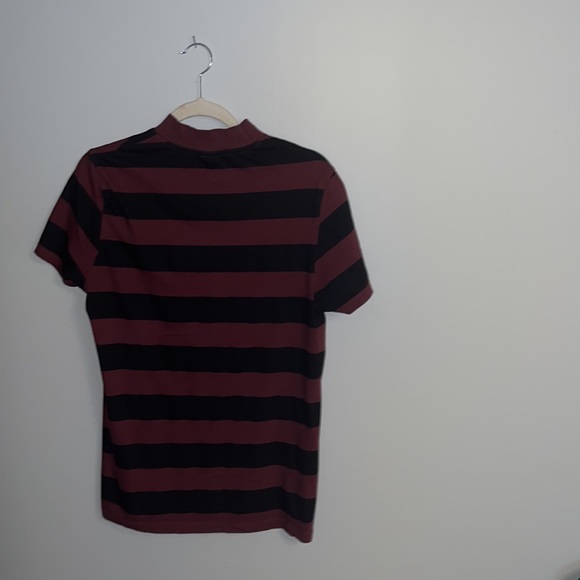 ASOS Design Men’s zip burgundy striped turtle neck tee (medium) - Picture 2 of 2